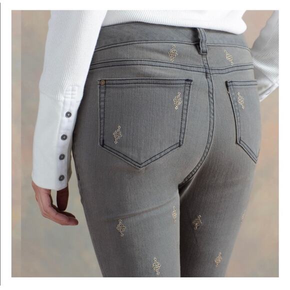 Sundance Primrose Party Gray Charcoal Wash Skinny Jeans Sequins Bling Size 26 - Picture 3 of 7